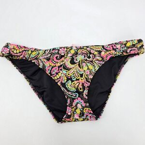 Victoria's Secret Swim Bikini Bottoms Ruched Knockout Cheeky Neon Paisley Large